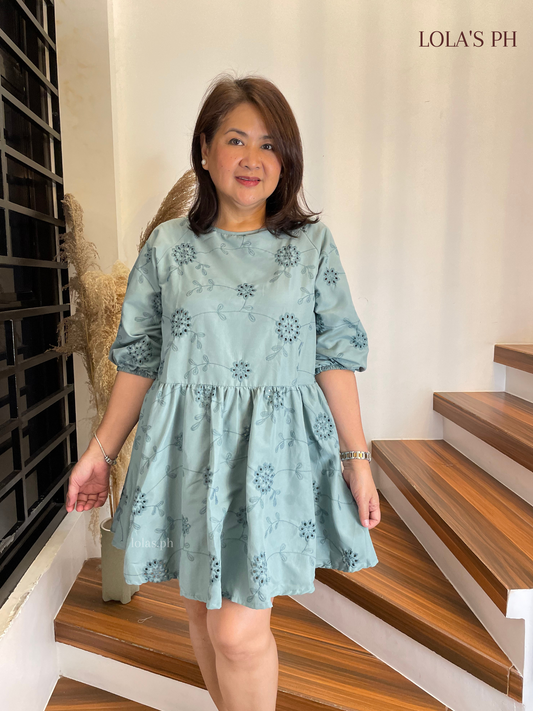 Andrea Dress (Teal Blue Eyelet)