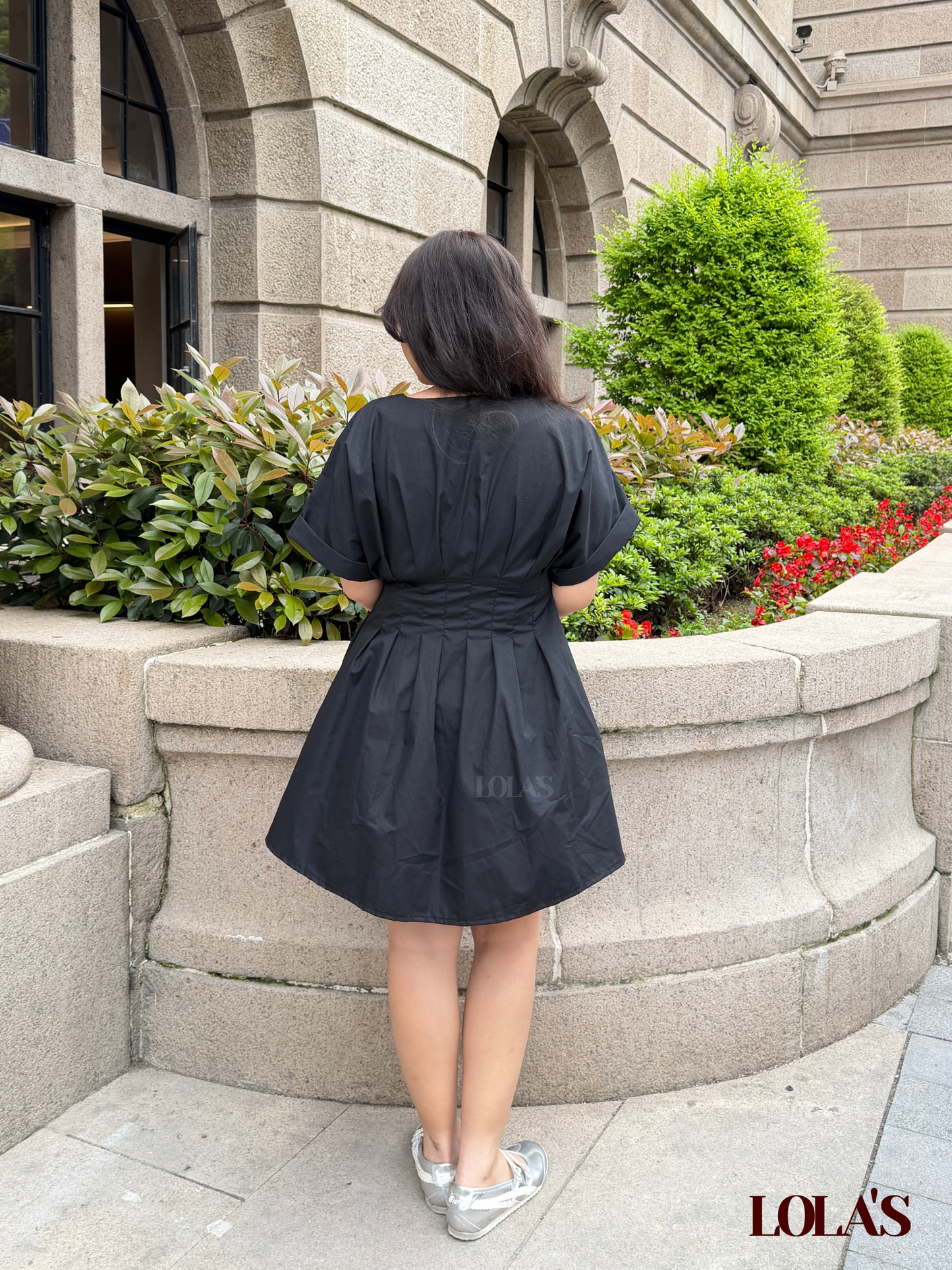 Felicia Dress (Black Poplin)