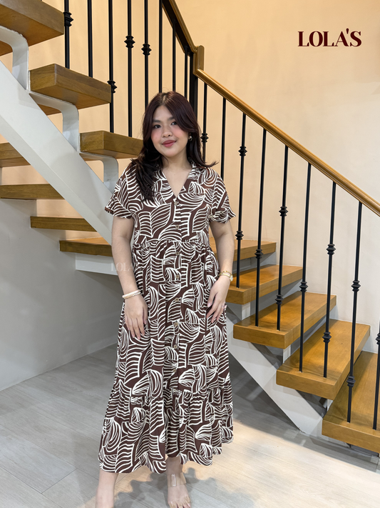 Regine Dress (Brown Leaf)