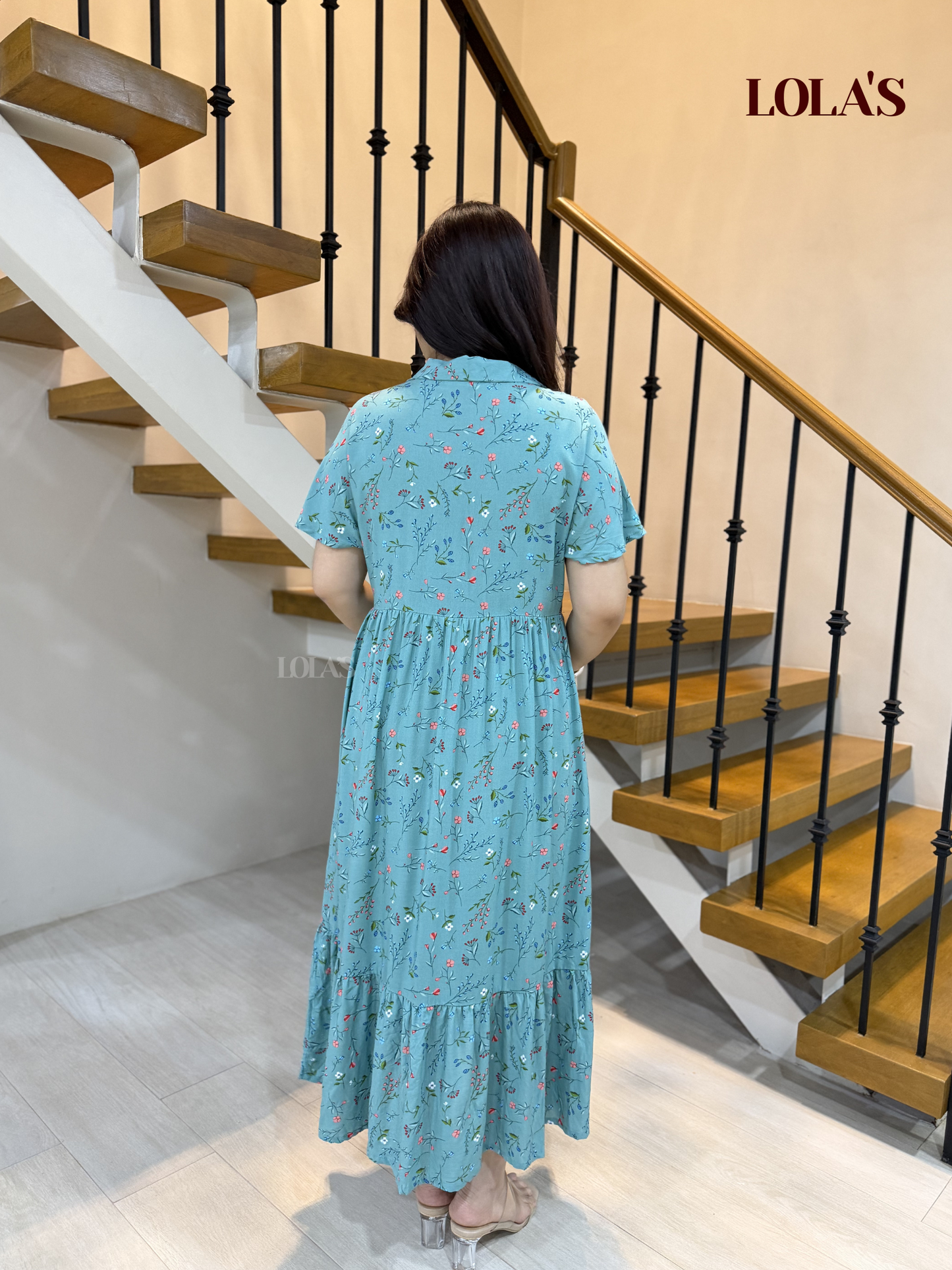 Regine Dress (Turquoise Flora)