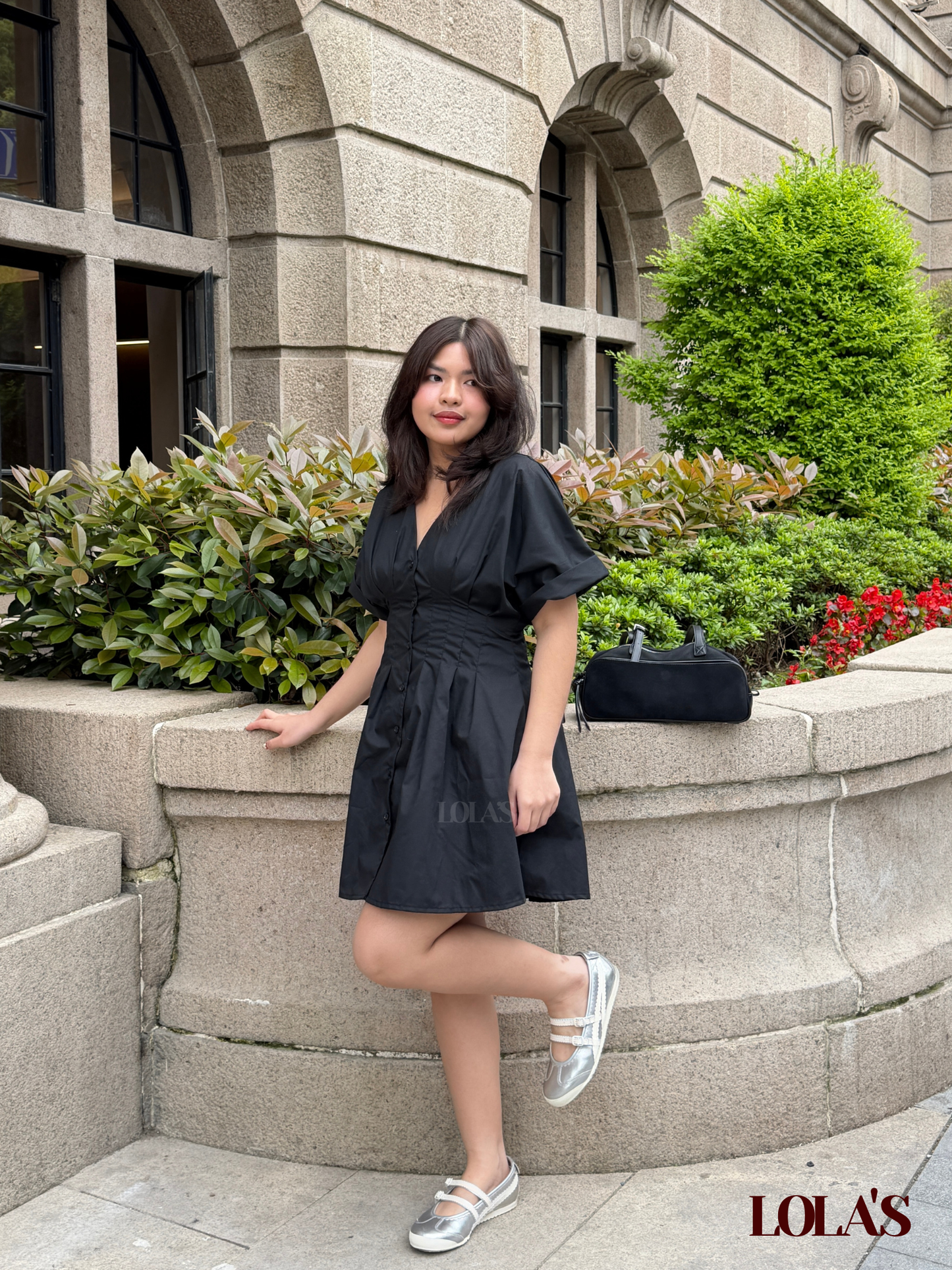 Felicia Dress (Black Poplin)