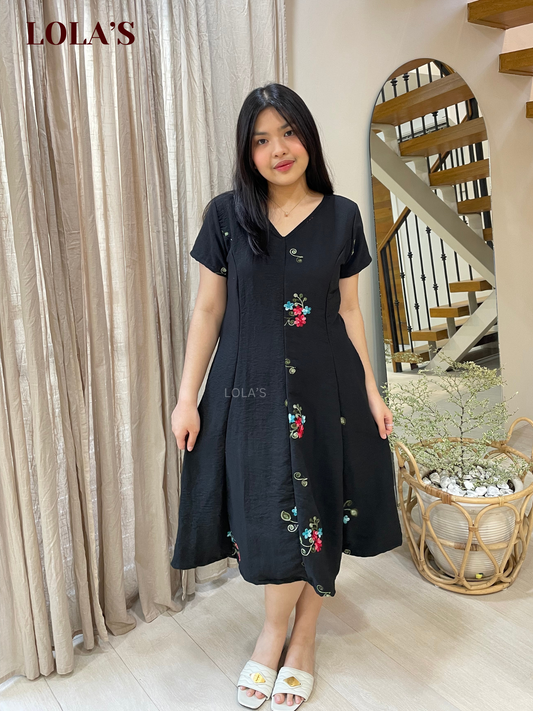 Reema Dress (Black Embroidery)