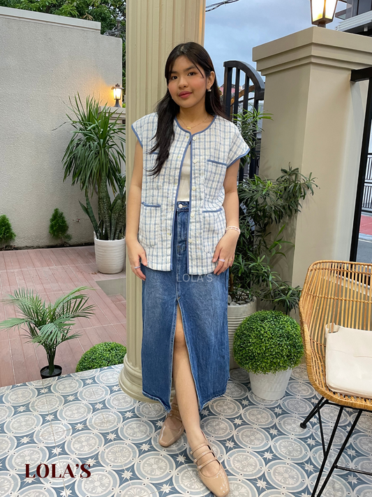 Althea Tweed Vest (Powder Blue)