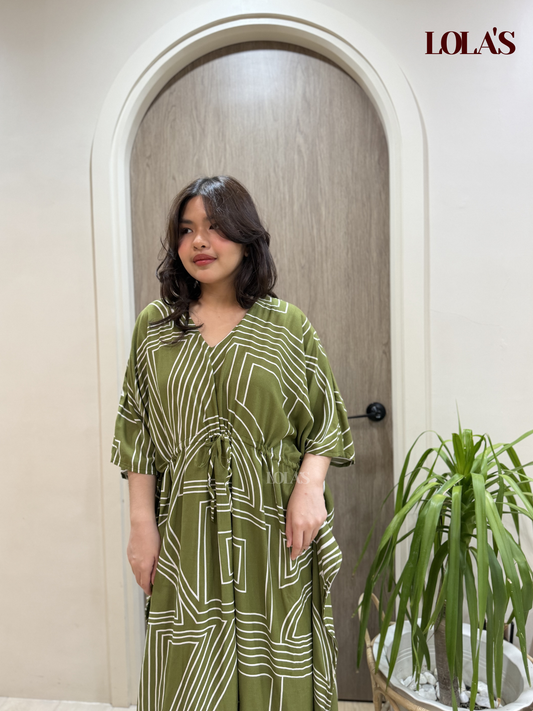 Rowena Dress (Green Geometric)