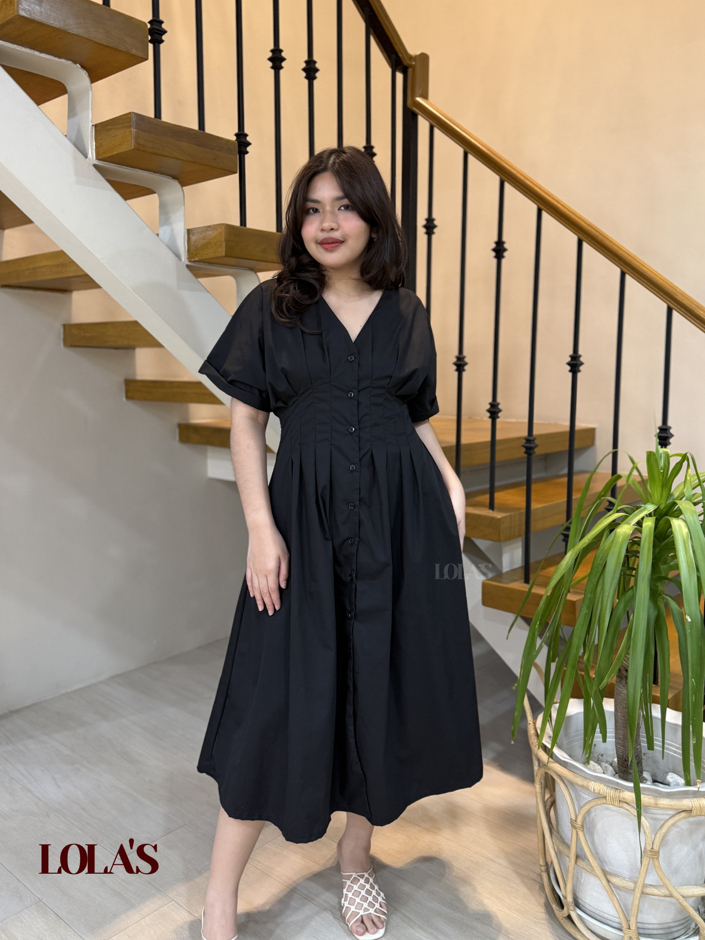 Frederica Dress (Black Poplin)