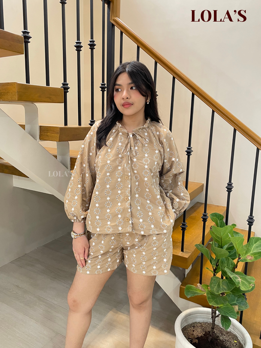 Cecille Coords (Mocha Eyelet)