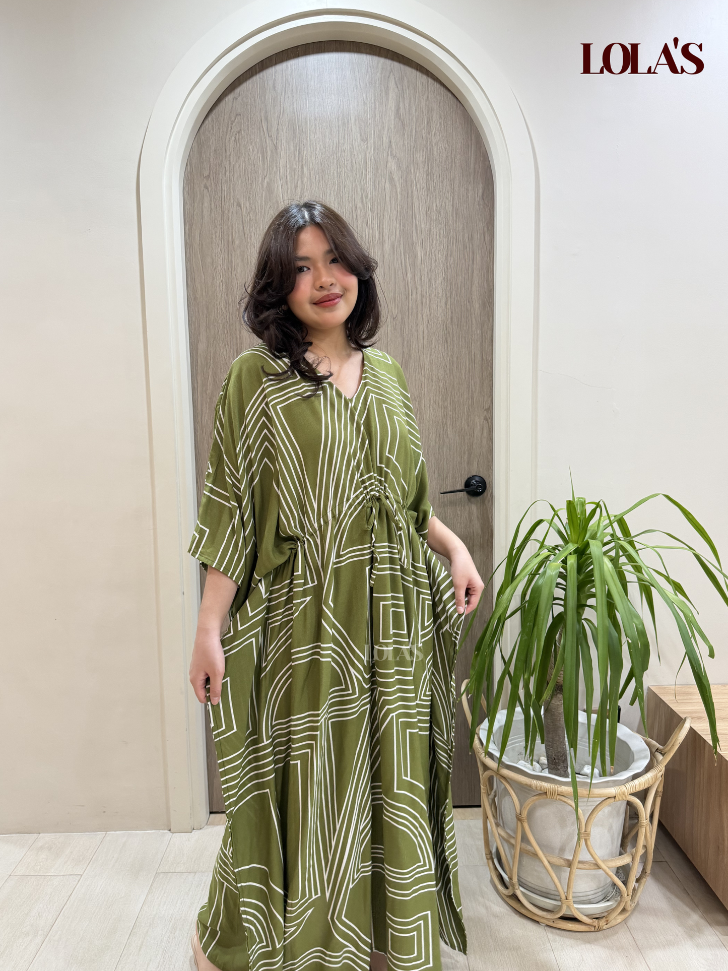 Rowena Dress (Green Geometric)