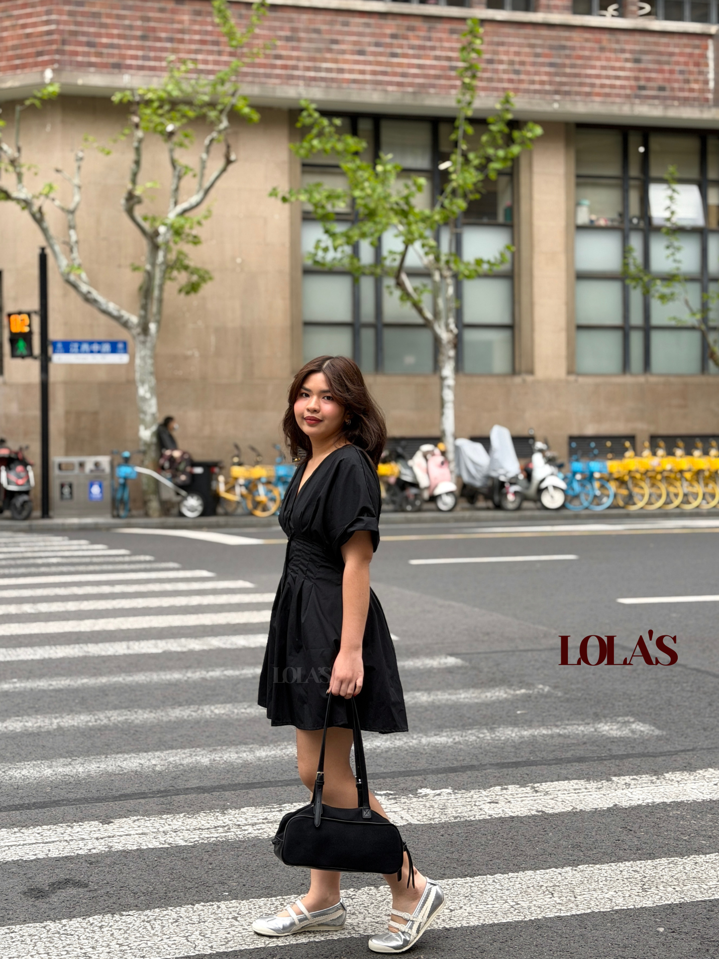 Felicia Dress (Black Poplin)