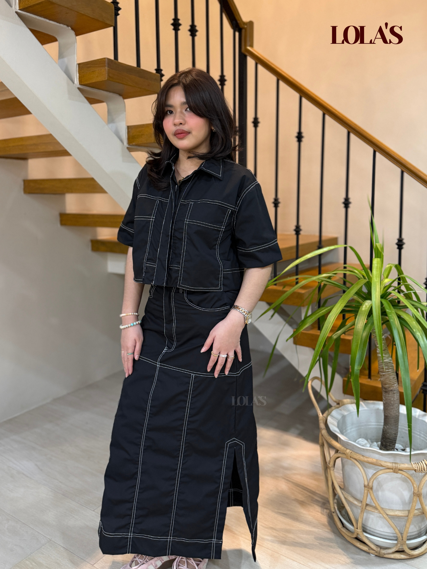 Sabina Top (Black Poplin)