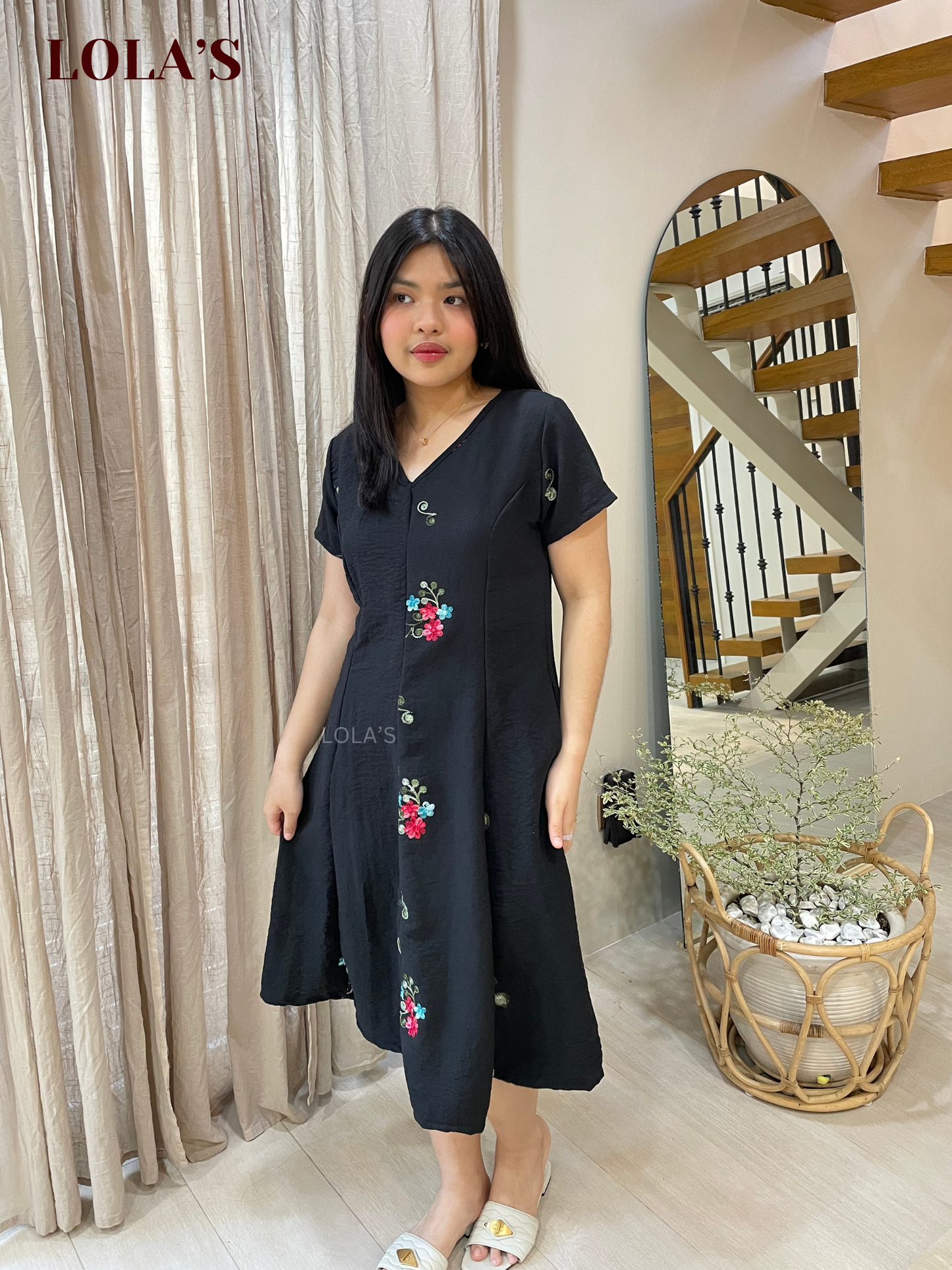 Reema Dress (Black Embroidery)