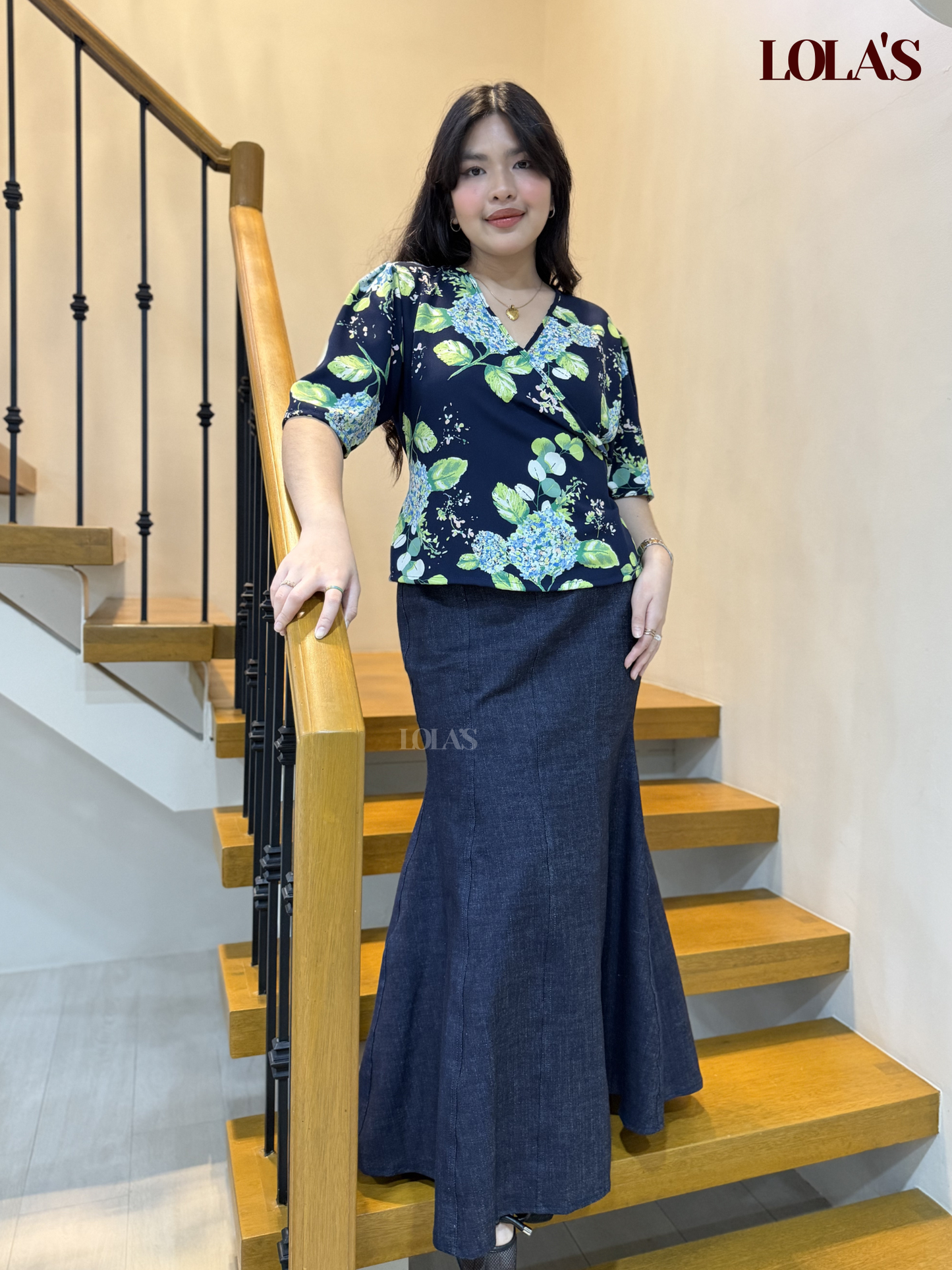 Maria Clara Top (Blue Hydrangea)