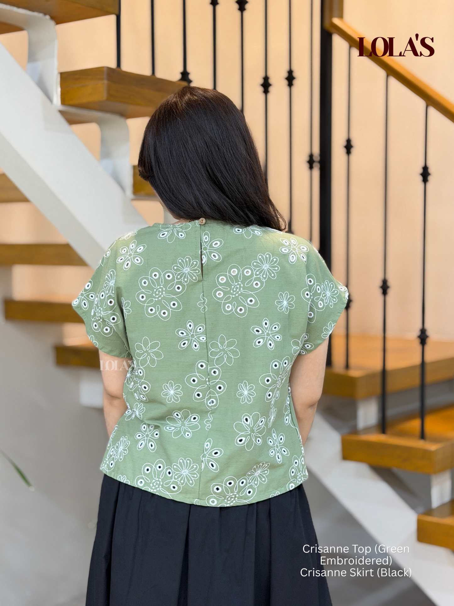 Crisanne Top (Green Embroidered)