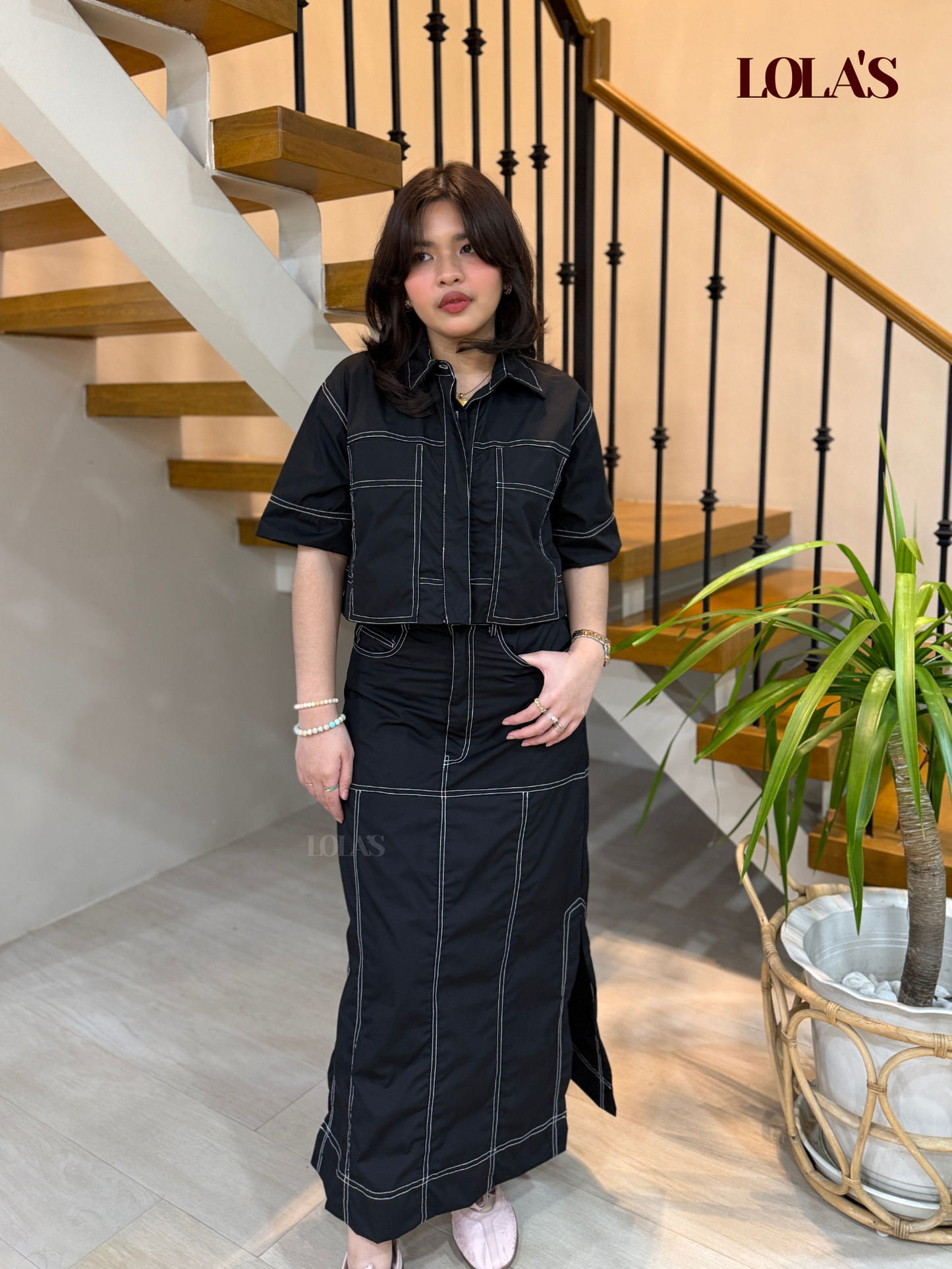 Sabina Top (Black Poplin)