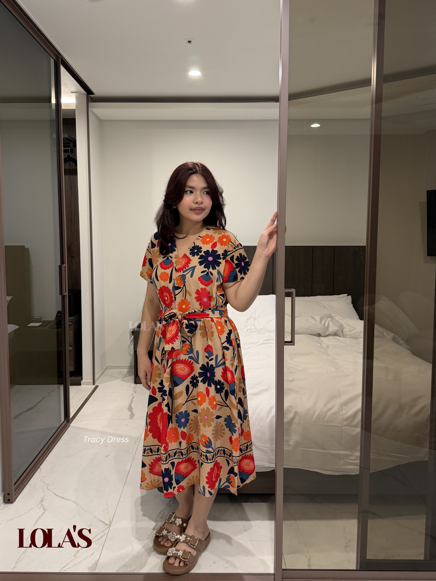 Tracy Dress (Mocha Flora)