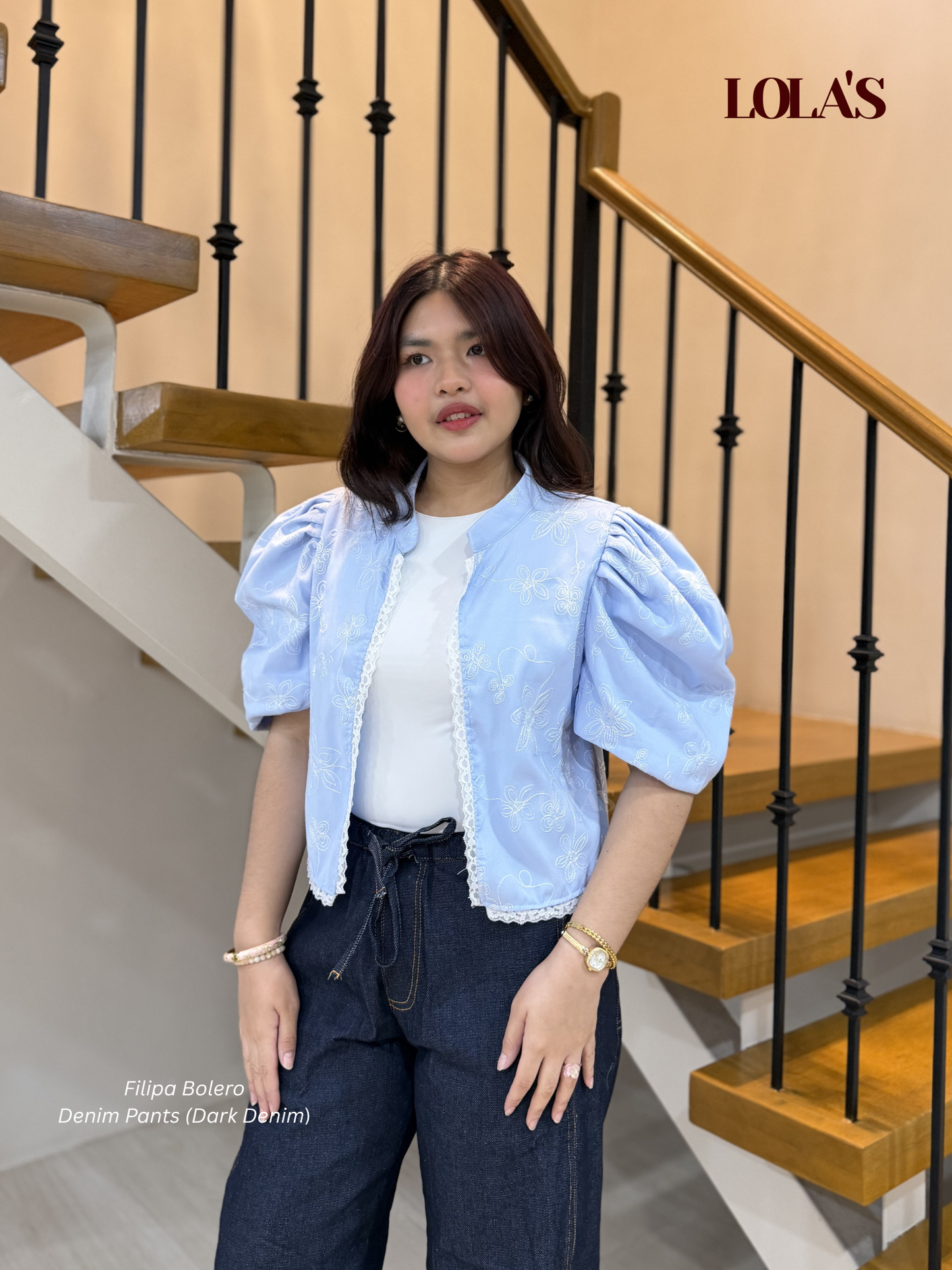 Filipa Bolero (Sky Blue Embroidered)