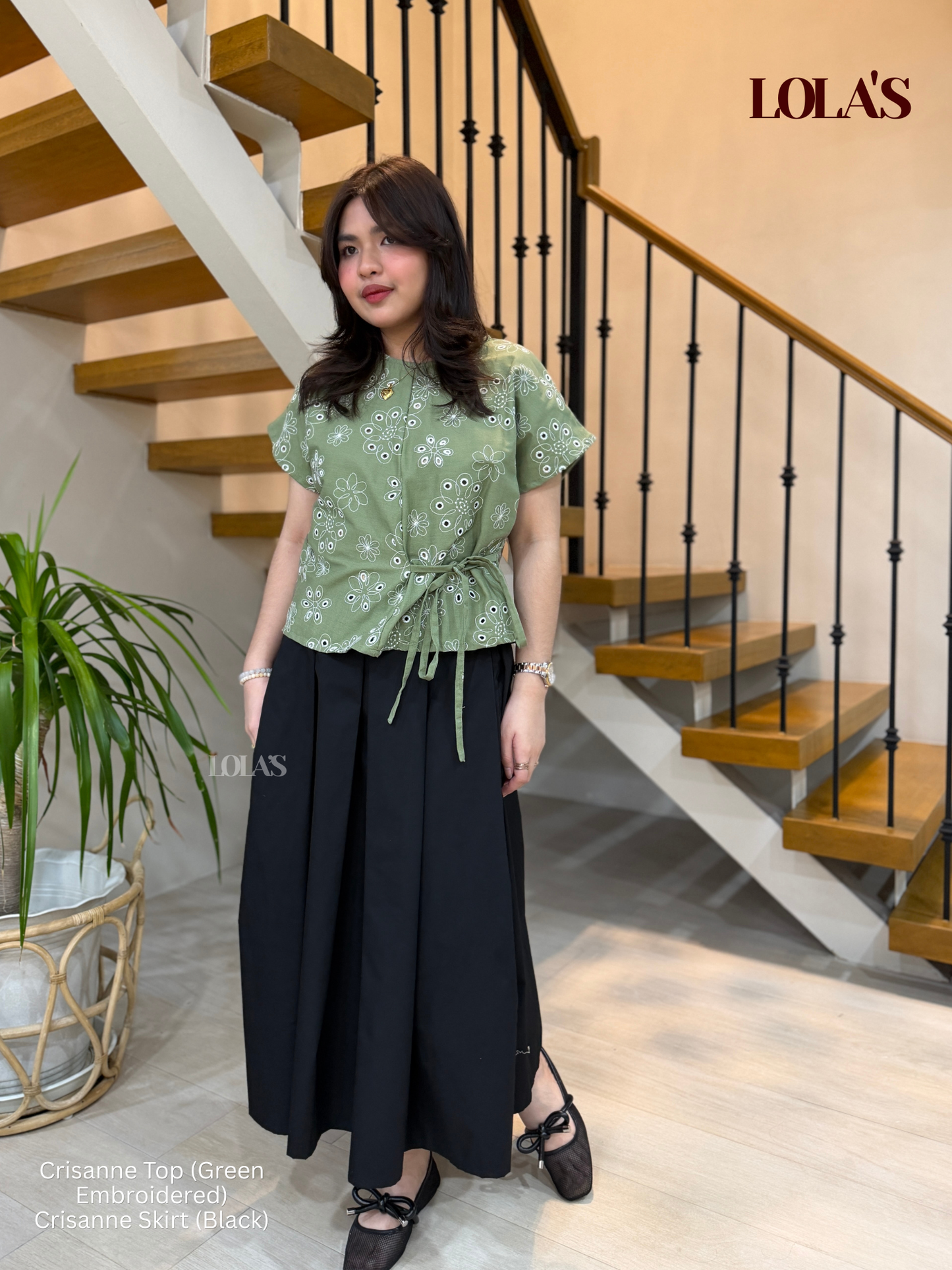 Crisanne Top (Green Embroidered)