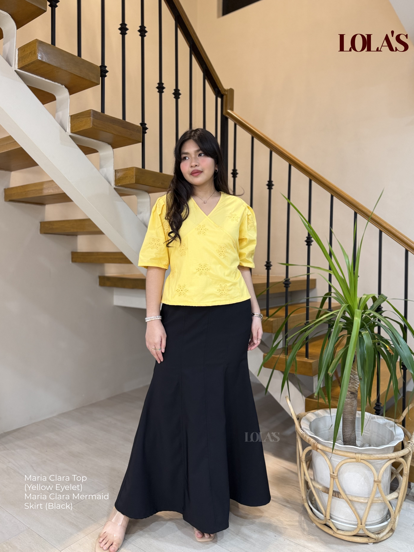 Maria Clara Top (Yellow Eyelet)