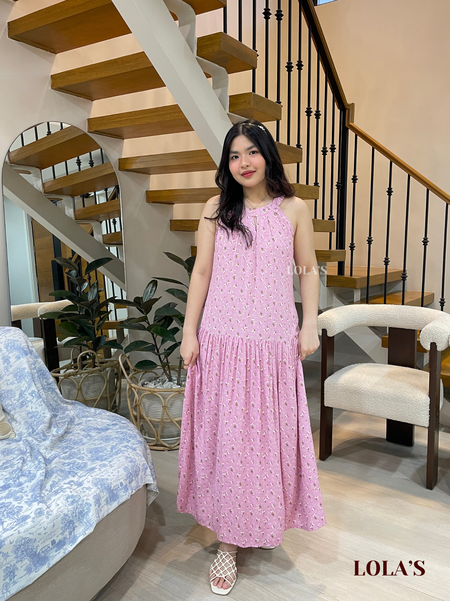 Chesca Dress (Pink Blooms)