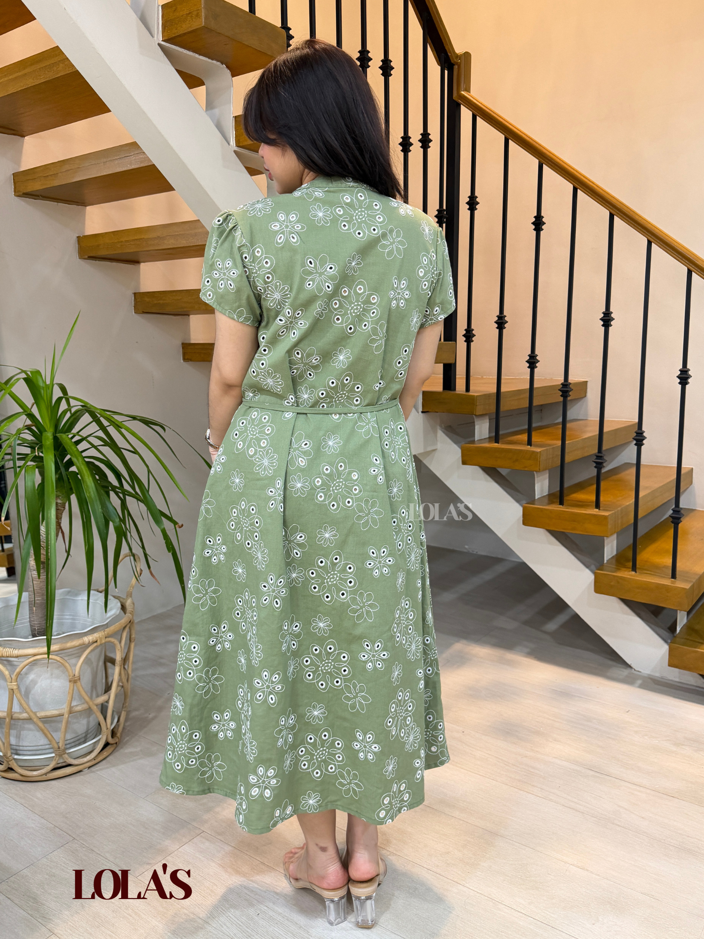 Kyle Dress (Green Embroidered)