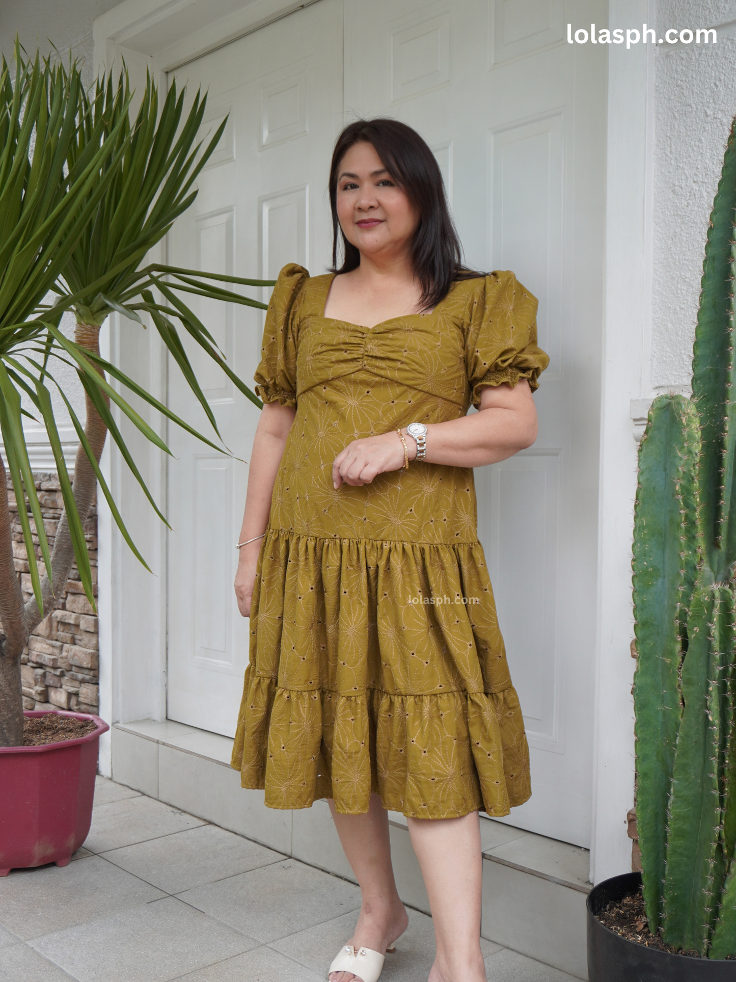 Genneel Eyelet Dress (Olive)